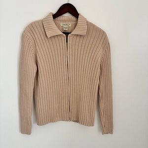 Eddie Bauer cream Ribbed Knit Sweater with Zipper